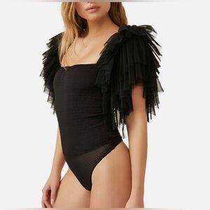 Free People Kill The Lights Bodysuit In Black Size XL